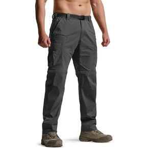 CQR Men's Convertible Cargo Tactical Pants, Water Resistant Outdoor Hiking Pants, Zip Off Lightweight Stretch Work Pants