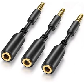 3 Pack 3.5mm Headphone Extension Cable TRRS AUX 4 Pole Extender Stereo Adapter Convertor Laptop Headset Phone 3.88 inch