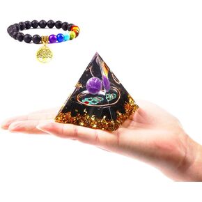 Orgone Pyramid, Orgonite Pyramids Crystal Pyramid Amethyst Healing Orgonite Crystal and Orgonite Healing Stones, Protection Crystals Energy Generator for Gift,Yoga, Meditation, Stress Reduce
