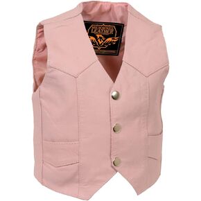 Milwaukee Leather SH2011PINK Girls Pink Three Snap Leather Vest