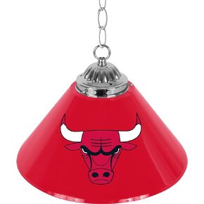 Trademark Global Pendant Light - Chicago Bulls Logo 14-Inch Single Hanging Lamp with Pull Chain for Bar, Garage, or Man Cave Accessories