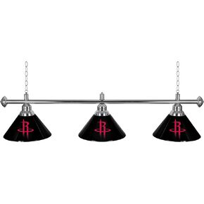 Trademark Global 3-Shade Hanging Lamp - Houston Rockets Logo 60-Inch Light with Pull Chain - Bar, Garage or Man Cave Decor