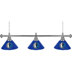Trademark Global 3-Shade Hanging Lamp - Dallas Mavericks Logo 60-Inch Light with Pull Chain - Bar, Garage or Man Cave Decor