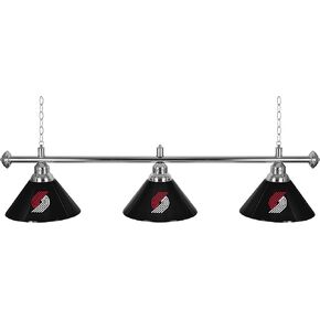 Trademark Global 3-Shade Hanging Lamp - Portland Trail Blazers Logo 60-Inch Light with Pull Chain - Bar, Garage or Man Cave Decor