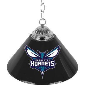 Trademark Global Pendant Light - Charlotte Hornets Logo 14-Inch Single Hanging Lamp with Pull Chain for Bar, Garage, or Man Cave Accessories