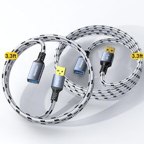 SNANSHI USB Extension Cable 3ft, USB Extender Nylon Braided USB 3.0 Extension Cable for Webcam,Printer,USB Mouse/Keyboard, Flash Drive,USB Light