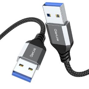 QianLink USB to USB Cable, (3.3ft) 5 Gbps USB 3.0 A to A Male Cable, USB Male to Male Cable Double End USB Cord Compatible for Hard Drive Enclosures, DVD Player, Laptop Cooler and More (Grey)