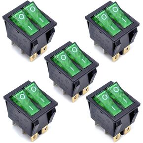 Oiyagai 5 قطعة KCD4 التيار المتناوب 250 فولت 16A الضوء الأحمر الأخضر 6P محطات تشغيل/إيقاف مزدوج SPST 2 طريقة المفاجئة في قارب الروك التبديل