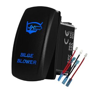Blue Led Bilge Blower Rocker Switch 5 Pin ON-Off SPST Marine Toggle Switch for Car Boat Yacht Pontoon Fishing Boat 12V 24V IP68