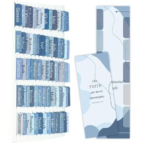 Earthy Blue Bible Tabs for Men/Women/Kids, Laminated Catholic Bible Index Tabs, Bible Study Journaling Supplies, Large Print for Old and New Testament, with 19 Blanks, Tear-Resistant & Waterproof