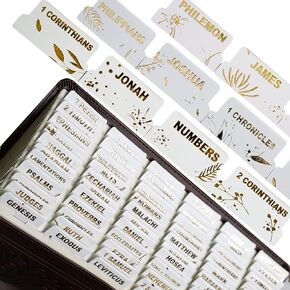 UPAFEXXI-Laminated Bible Tabs (Rose Gold Foil Embossed Lettering), Bible Tabs for Women and Men, Reposition Large Print Stickers, Easy to Read and Apply, 80 Chapters Labels for Easy Navigation(Blue)