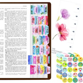 105 PCS Bible Indexing Tabs Set,80 PCS Christian Faith Sticker with Bonus Aligning Guide