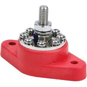 QuickCar Racing Products Junction Box, Panel Mount, 8 Posts, Insulated, Plastic, Red, Each