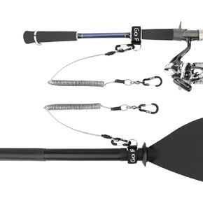 PS1 Kayak Paddle Leash, Fishing Pole Tether SUP Holder Safety Tool, Heavy Duty Coiled Lanyard Stretched to 78.7", 2pcs