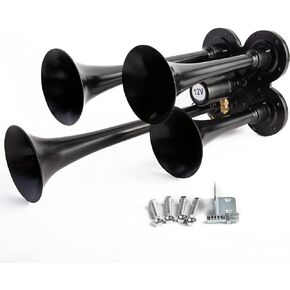 Viking Horns | Four Trumpet Air Horn (Black) | Super Loud (149dB) - [V4008B]