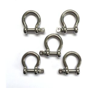 3/16"(5mm) Screw Pin Anchor Shackle Stainless Steel Bow Shackle Load Clamp for Chains Wire Rope Lifting Paracord Outdoor Camping Survival Rope Bracelets-5 Pieces