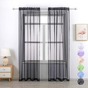 GYROHOME Basic Rod Pocket Sheer Voile Curtain,Sunlight Filtering Protect Privacy Polyester Sheer for Living Room Bedroom Patio Door Set of 2Panels,Light Tan,52x63inch in Kuwait