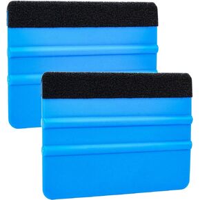 Black 2Pcs Plastic Felt Squeegee, Decal Squeegee Remove Bubbles for Car Vinyl Film Sticker Graphics and Wallpaper, Vinyl Scraper for Vinyl Lettering Application, 4X 2.9in