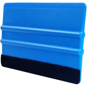 Plastic Blue 4 Inch Felt Edge Squeegee with Black Felt Edge Car Vinyl Scraper Decal Applicator Tool for Window Tint, Wallpaper, Decal Sticker Installation (Blue 1Pcs)