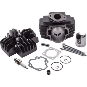Tuningsworld 60cc Big Bore Cylinder Head Piston Top End Rebuild Kit for Yamaha PW50 1981-2009, QT50 1979-1987