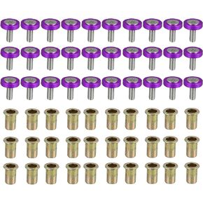 Motoforti 30 Pcs Car Motorcycle Black M6 Fender Bumper Washer Bolt Rivet Nuts Kit Aluminum Alloy Engine Bay Fastener