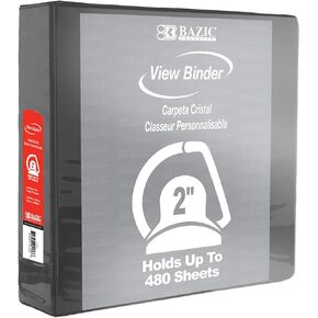BAZIC 3 Ring Binder 2" View Binders Slant D Ring Organizer - Burgundy, Hold 480 Sheets Paper, for School Office Home, 1-Count