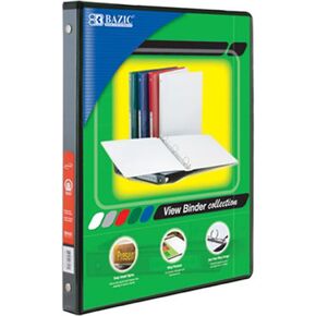 BAZIC 1/2" Black 3-Ring View Binder w/ 2-Pockets
