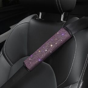 surpassme 2PC Bling Car Seatbelt Covers, Rhinstone Car Seat Belt Covers/Pads with Crystal for Releasing Shoulder/Neck Pressure Car Accessorizes for Car, SUV, Truck (White/Silver)