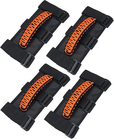 JOYTUTUS Grab Handles Compatible with Gladiator, 4 Pack Roll Bar Grab Handles Grip Handle, 3 Straps Design for Wrangler Accessories JK JKU JL JLU TJ LJ 1997 to 2023 & Gladiator - Orange in Saudi Arabia