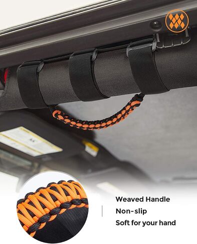 JOYTUTUS Grab Handles Compatible with Gladiator, 4 Pack Roll Bar Grab Handles Grip Handle, 3 Straps Design for Wrangler Accessories JK JKU JL JLU TJ LJ 1997 to 2023 & Gladiator - Orange in Saudi Arabia