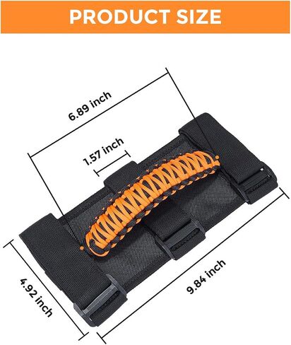 JOYTUTUS Grab Handles Compatible with Gladiator, 4 Pack Roll Bar Grab Handles Grip Handle, 3 Straps Design for Wrangler Accessories JK JKU JL JLU TJ LJ 1997 to 2023 & Gladiator - Orange in Saudi Arabia