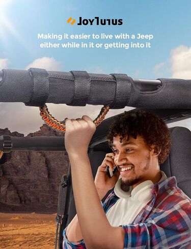 JOYTUTUS Grab Handles Compatible with Gladiator, 4 Pack Roll Bar Grab Handles Grip Handle, 3 Straps Design for Wrangler Accessories JK JKU JL JLU TJ LJ 1997 to 2023 & Gladiator - Orange in Saudi Arabia