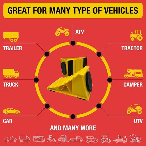 Magnetic Wheel Chocks for Travel Trailers - Utility Trailer Accessories - Campers RV Wheel Lock - Tractors Vehicle Wheel Blocks - Magnetic Tire Chocks (2pk) in Saudi Arabia