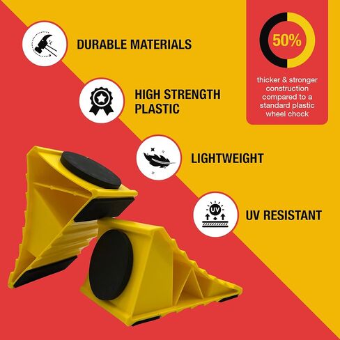 Magnetic Wheel Chocks for Travel Trailers - Utility Trailer Accessories - Campers RV Wheel Lock - Tractors Vehicle Wheel Blocks - Magnetic Tire Chocks (2pk) in Saudi Arabia