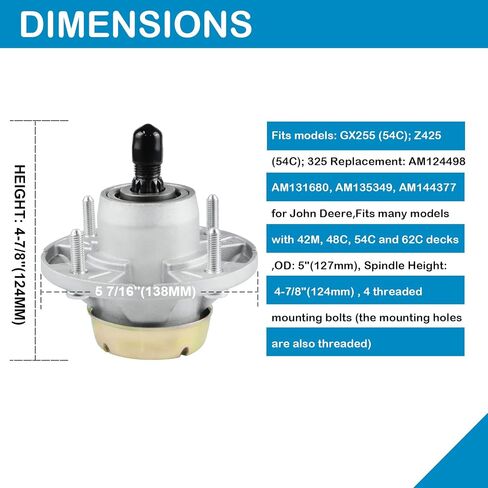 Deck Spindle Assembly for John Deere AM124498 AM131680 AM135349 AM144377 LX255 LX280 LX289 GX255(54C) in Saudi Arabia