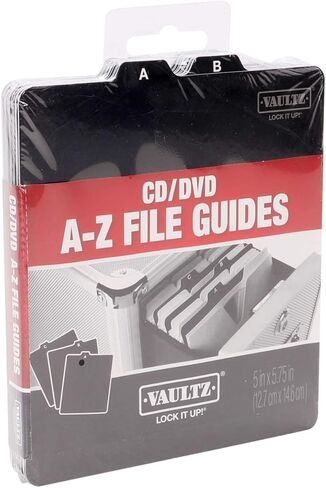 فواصل تخزين تسجيلات الفينيل من Vaultz من الألف إلى الياء - 26 دليل منظم لحامل السجلات - فواصل أبجدية من الفينيل LP لصندوق الألبوم، وصندوق مكتبة المجموعة، أسود in Kuwait