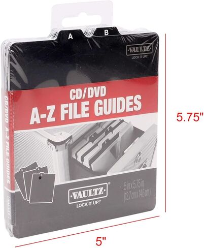 فواصل تخزين تسجيلات الفينيل من Vaultz من الألف إلى الياء - 26 دليل منظم لحامل السجلات - فواصل أبجدية من الفينيل LP لصندوق الألبوم، وصندوق مكتبة المجموعة، أسود in Kuwait