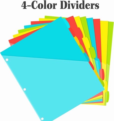 INFUN 8-Tab Plastic Binder Dividers with Front Pockets - 3 Sets, Multicolor Pocket dividers for 3-Ring Binders, dividers with tabs 24 pcs in Saudi Arabia