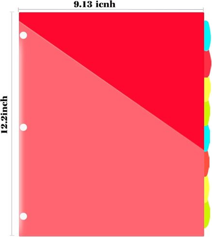 INFUN 8-Tab Plastic Binder Dividers with Front Pockets - 3 Sets, Multicolor Pocket dividers for 3-Ring Binders, dividers with tabs 24 pcs in Saudi Arabia