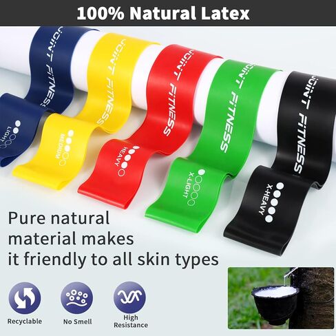 Latex Resistance Bands with Instruction Guide and Carry Bag, Set of 5, Exercise Loop for Home Gym, Yoga Exercise, Strength Training,Physical Therapy in Saudi Arabia