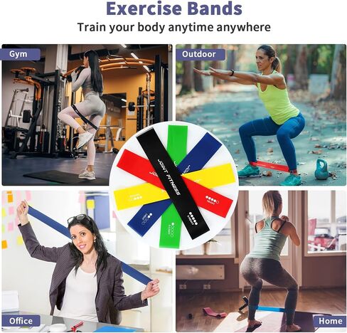 Latex Resistance Bands with Instruction Guide and Carry Bag, Set of 5, Exercise Loop for Home Gym, Yoga Exercise, Strength Training,Physical Therapy in Saudi Arabia