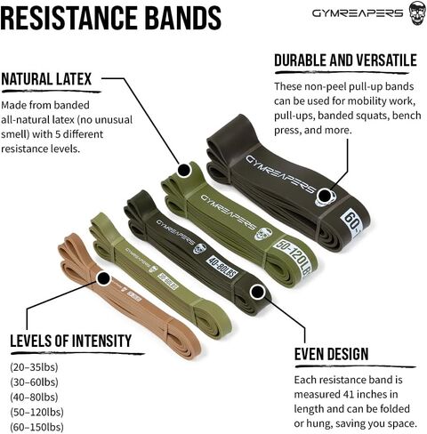 Gymreapers Pull up Resistance Bands for Weight Lifting, Pull Ups - Assistance Bands for Powerlifting, Stretching, WOD, Strength Training - for Men & Women in Saudi Arabia