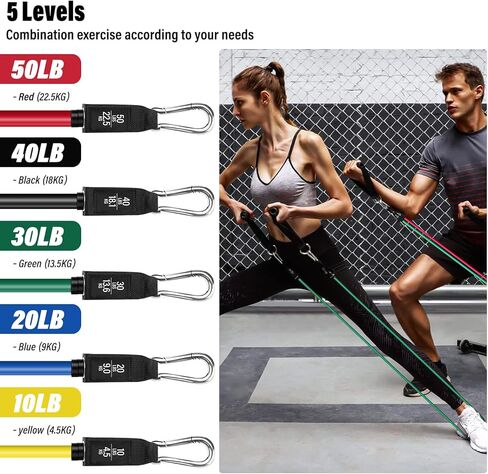 homdat Resistance Bands, Resistance Band Set with Handles for Men Women, Workout Bands, Exercise Bands with Door Anchor, Handles, Legs Ankle Straps for Muscle Training, Shape Body (150lbs) in Kuwait