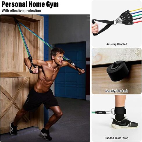 homdat Resistance Bands, Resistance Band Set with Handles for Men Women, Workout Bands, Exercise Bands with Door Anchor, Handles, Legs Ankle Straps for Muscle Training, Shape Body (150lbs) in Kuwait