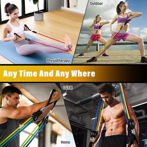 homdat Resistance Bands, Resistance Band Set with Handles for Men Women, Workout Bands, Exercise Bands with Door Anchor, Handles, Legs Ankle Straps for Muscle Training, Shape Body (150lbs) in Kuwait
