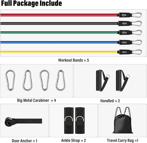 homdat Resistance Bands, Resistance Band Set with Handles for Men Women, Workout Bands, Exercise Bands with Door Anchor, Handles, Legs Ankle Straps for Muscle Training, Shape Body (150lbs) in Kuwait