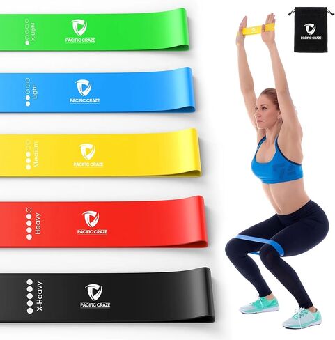 أربطة مقاومة للتمرين، أربطة تمرين للياقة البدنية في صالة الألعاب الرياضية المنزلية، أربطة غنيمة للرجال والنساء، أربطة مرنة قابلة للتمدد للتمرين، مجموعة من 5 قطع in Kuwait