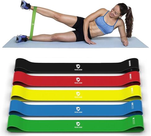 أربطة مقاومة للتمرين، أربطة تمرين للياقة البدنية في صالة الألعاب الرياضية المنزلية، أربطة غنيمة للرجال والنساء، أربطة مرنة قابلة للتمدد للتمرين، مجموعة من 5 قطع in Kuwait