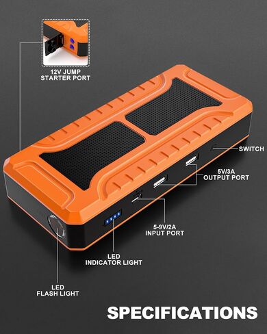 SYPOM Car Jump Starter, 4000A Peak Battery Jump Starter (for All Gas or Up to 10L Diesel), Portable Battery Booster Power Pack, 12V Auto Jump Box with LED Light,Power Bank, USB Quick Charge in Saudi Arabia