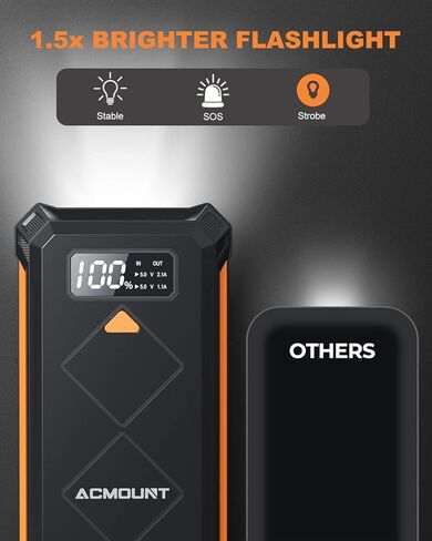 بطارية Jump Starter 3000A، [ابدأ تشغيل الكل في ثوانٍ] بطارية محمولة 12 فولت، بطارية مدمجة تصل إلى 10.0 لتر غاز ومحرك ديزل 8.0 لتر للسيارة مع شاشة LCD وإضاءة LED in Kuwait